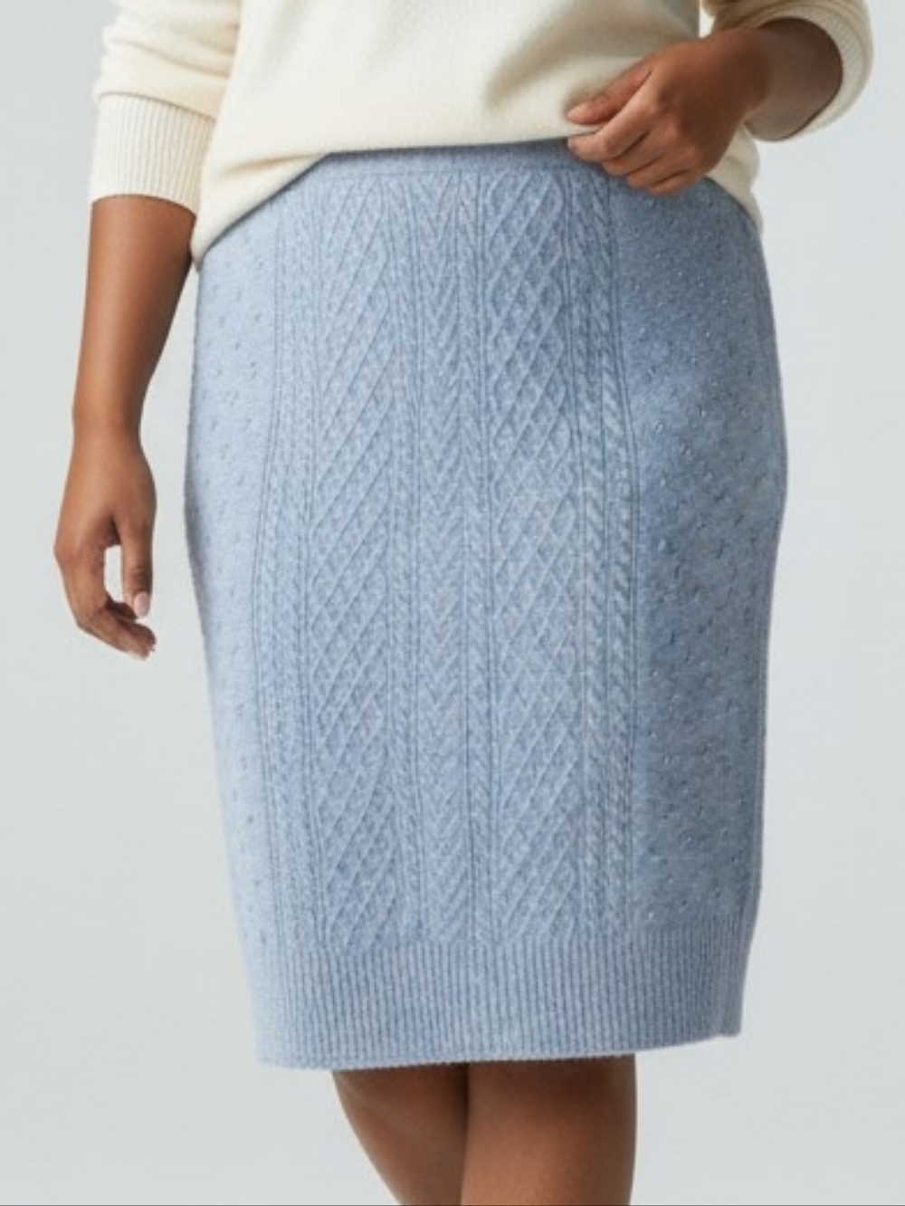 Eloquii Gray Cable Knit Sweater Skirt